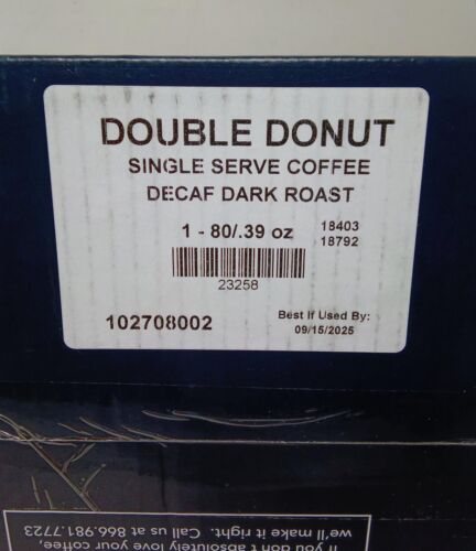 Double Donut Decaf Dark Roast Coffee Keurig K Cups - 80 Count, Best By 4/26
