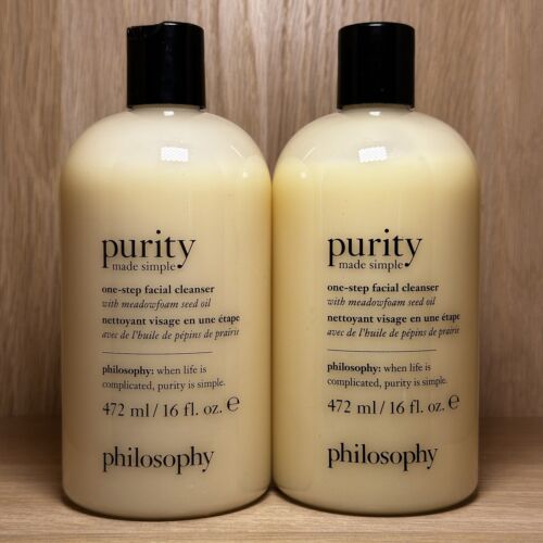 Philosophy Purity Made Simple One-Step Facial Cleanser 16 oz x 2 = 32 oz Sealed