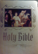 HOLY BIBLE Large Pictorial KJV Leather Red Letter Edition Old and New Testaments - Like New