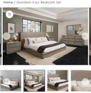 KING SIZE GOODWIN 5-PC BEDROOM SET dark beige abbyson furniture bed frame dresser side headboard
