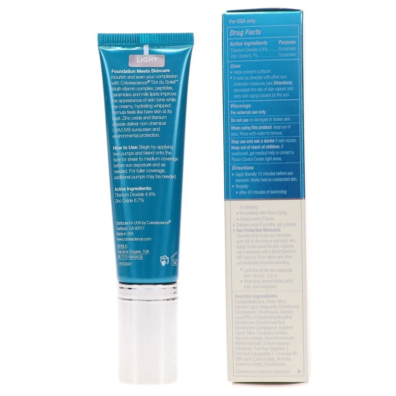 2 Skin Care Colorescience Tint Du Soleil 1 oz Light Whipped Foundation SPF 30
