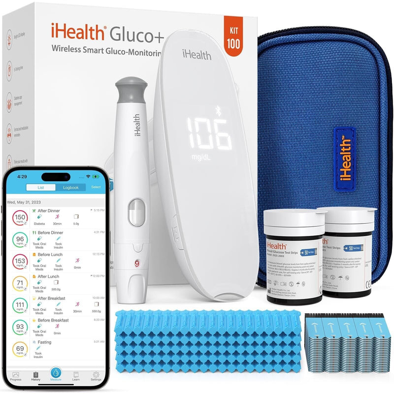 IHealth Gluco+ Wireless Smart Blood Glucose Monitor Kit With Free App
