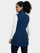 ORORO Women's Long Heated Vest with 4 Heat Zones, Heated Puffer Vest with Battery (Charger Not Included) (Navy Blue,M) - Like New