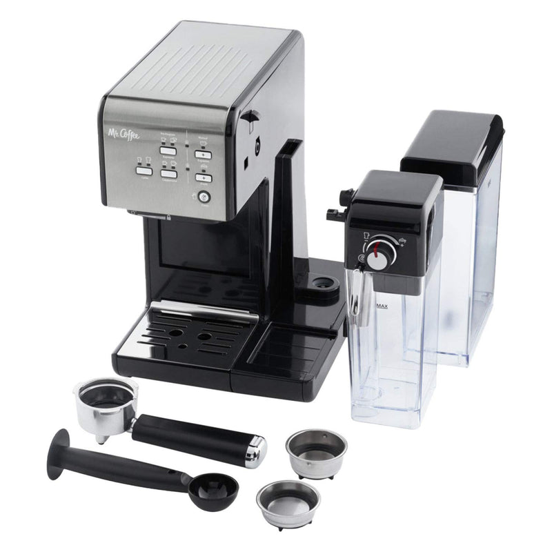 Mr. Coffee One-Touch Coffee House Espresso and Cappuccino Machine in Black Stainless