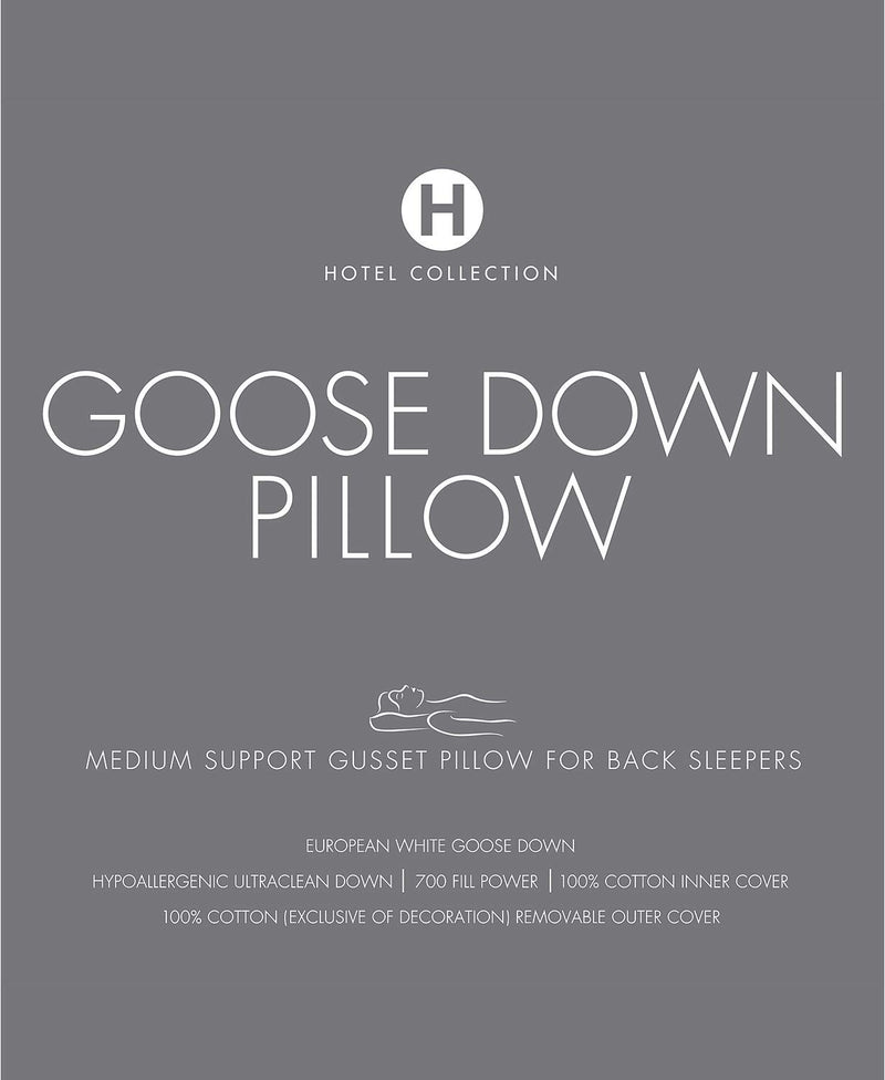Hotel Collection European White Goose Down Medium Support Gusset King Pillow for Back Sleepers - Acceptable