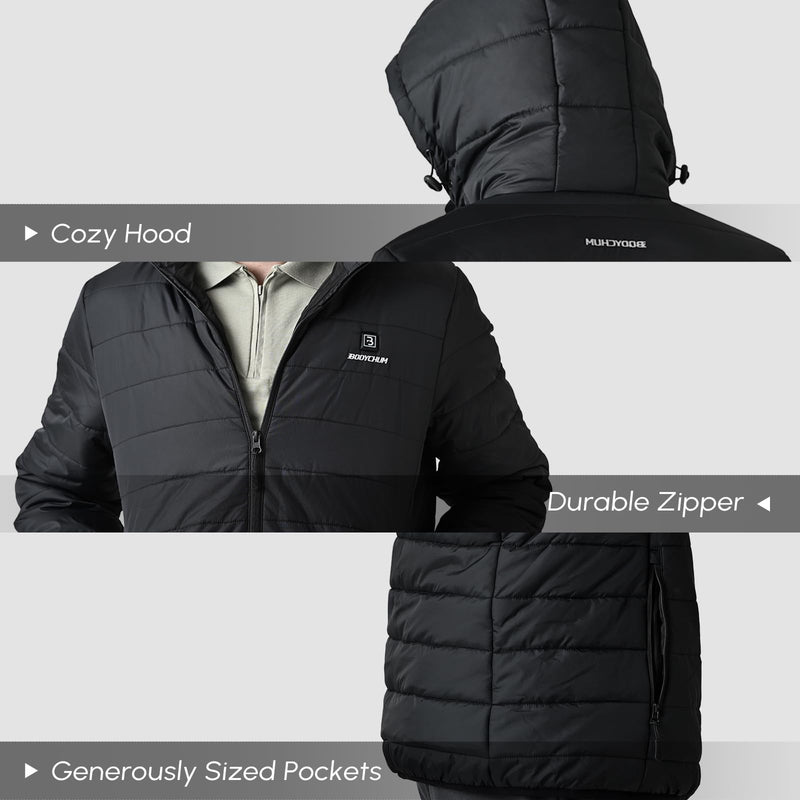 Bodychum Heated Jackets for Men with Battery Pack Included Men's Winter Puffer Jacket Outwear Electric Heating Coat (S) - Like New