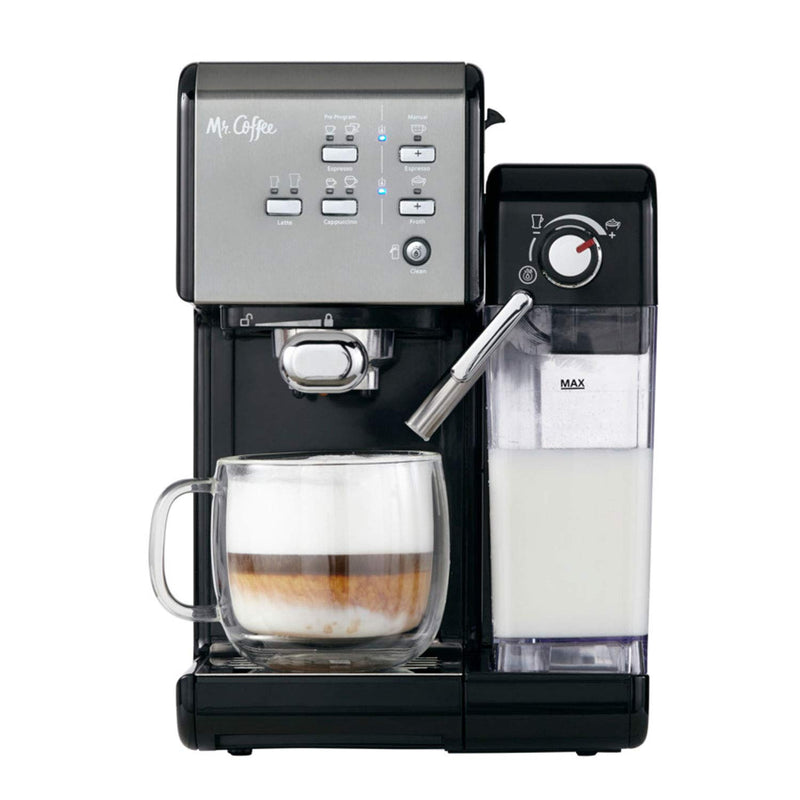 Mr. Coffee One-Touch Coffee House Espresso and Cappuccino Machine in Black Stainless