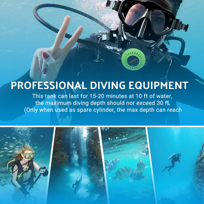 Scuba Tank 1L Mini Scuba Tank Support About 15 Minutes Underwater Breathing(No More Than 33ft) Scuba Diving Accessories Diving Oxygen Tanks for Water Rescue/Diving Sightseeing/Backup Air Source, Black