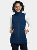 ORORO Women's Long Heated Vest with 4 Heat Zones, Heated Puffer Vest with Battery (Charger Not Included) (Navy Blue,M) - Like New
