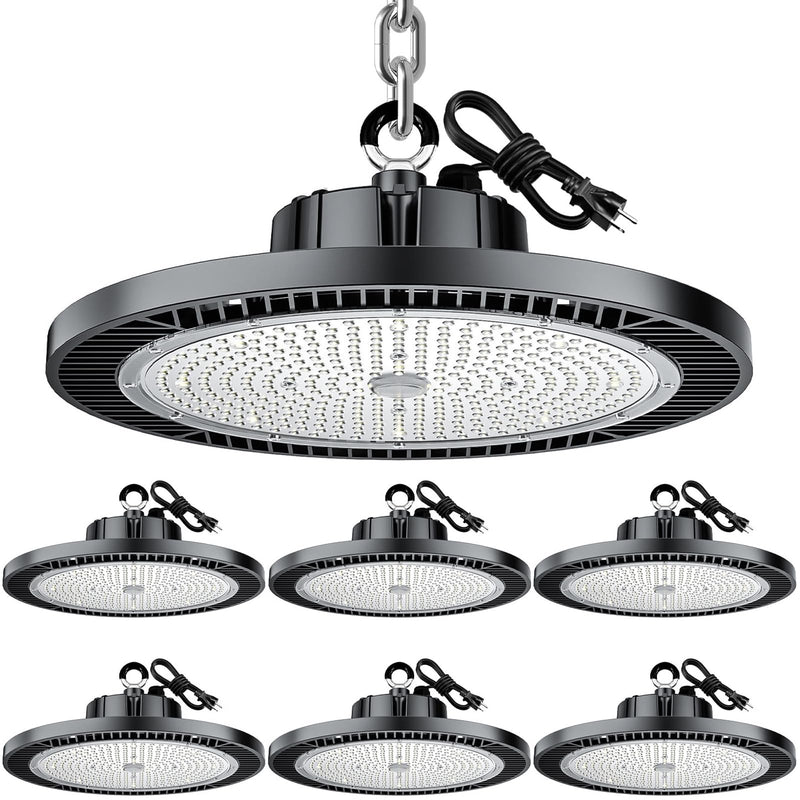 6 PACK UFO Led High Bay Light 150W High Brightness 5000K US Plug Workshop Garage Warehouse