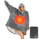 Heated Wearable Blanket Hoodie | Oversized Design | with Battery Pack 7.4V | Sherpa & Fannel Fleece - Like New