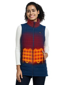 ORORO Women's Long Heated Vest with 4 Heat Zones, Heated Puffer Vest with Battery (Charger Not Included) (Navy Blue,M) - Like New