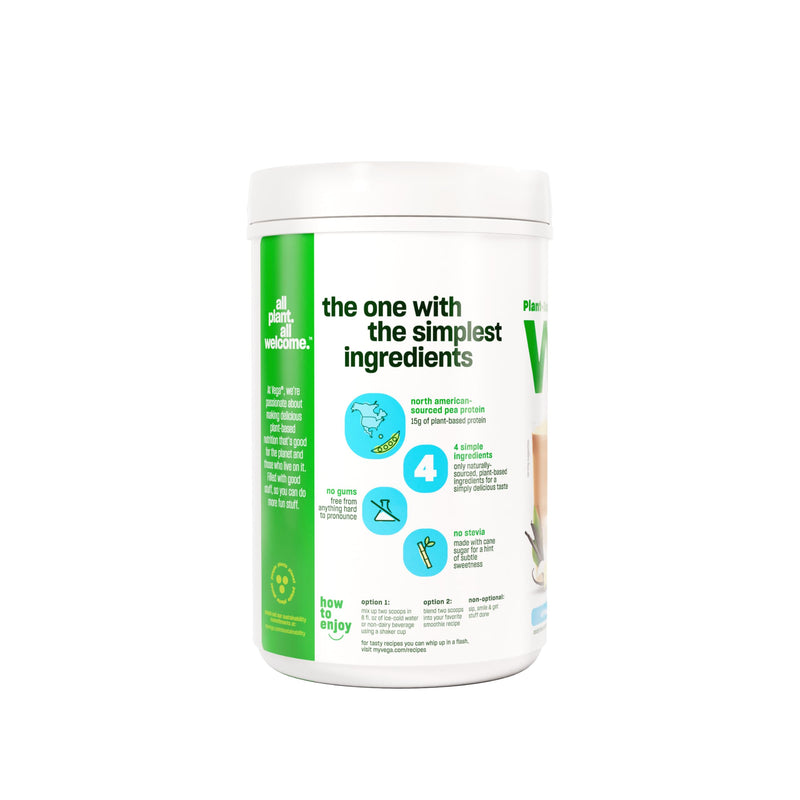 Vega Protein Made Simple Protein Powder, Vanilla - Stevia Free, Vegan, Plant Based, Healthy, Gluten Free, Pea Protein for Women and Men, 9.2 oz (Packaging May Vary)