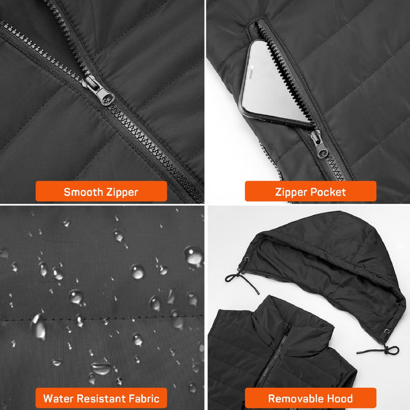 DR.PREPARE Heated Vest, XXL Unisex Winter Hooded Heated Vests Outerwear for Men Women, Lightweight USB Electric Heated Clothing Vest with 3 Heating Levels, Adjustable Size (Battery Pack Not Included) - Very Good