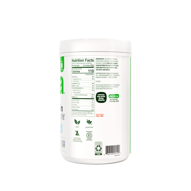 Vega Protein Made Simple Protein Powder, Vanilla - Stevia Free, Vegan, Plant Based, Healthy, Gluten Free, Pea Protein for Women and Men, 9.2 oz (Packaging May Vary)
