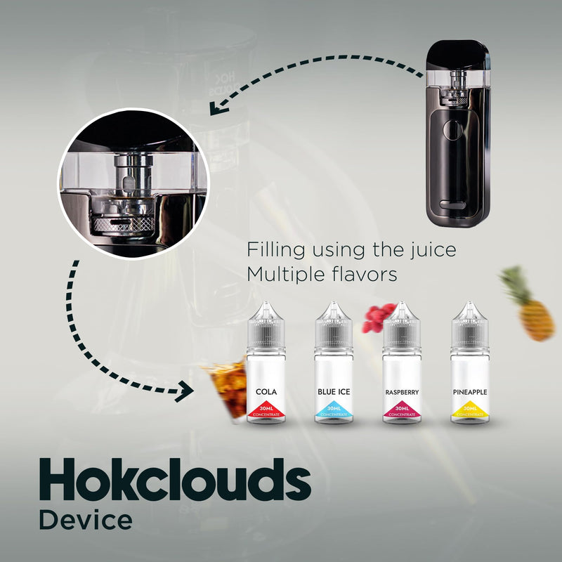 Hok Clouds Xtra Electronic Shisha - Portable Electric Hookah Set with Hose, Pipe, Mouthpiece, Pod, Coils, Cleaning Tools, Carrying Case, Rechargeable Battery - Easy Assembly, No Coal Needed - (Gold) - Very Good