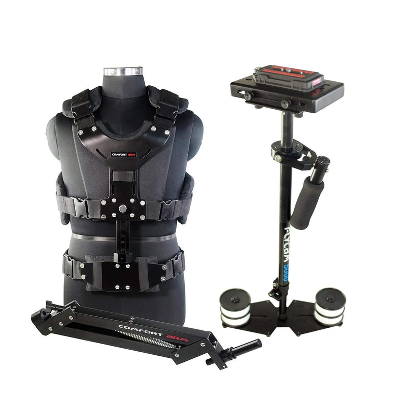 Flycam 5000 Handheld Camera Stabilizer with Comfort Arm Vest. Precise Balancing, Smooth & Fatigueless Operations. Quick Shock Absorption, Free Quick Release, Arm Brace & Table Clamp (FLCM-CMFT-KIT)