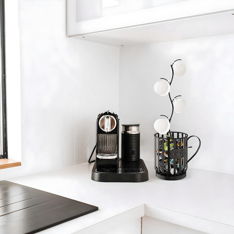 Coffee Pod Holder with Mug Holder Tree, K Cup Holder with Attachable Mug Tree, Coffee Pods Organizer with Mug Rack, Countertop Organizer, Coffee Pod Storage and Mug Organizer