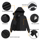 CAMEL CROWN Men's Mountain Snow Waterproof Ski Jacket Detachable Hood Windproof Fleece Parka Rain Jacket Winter Coat Black 2XL - Like New