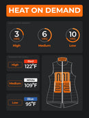 ORORO Women's Long Heated Vest with 4 Heat Zones, Heated Puffer Vest with Battery (Charger Not Included) (Navy Blue,M) - Like New