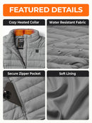 ORORO Women's Lightweight Heated Vest with Battery Pack (Silver Grey,L) - Like New