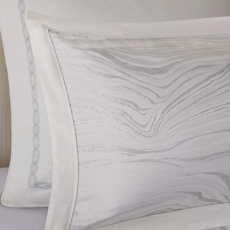 Madison Park Signature Hollywood Glam Cozy Comforter Set - All Season Bedding Combo Filled Insert and Removable Duvet Cover, Shams, Decorative Pillows, Metallic White King(110"x96") 10 Piece - Very Good