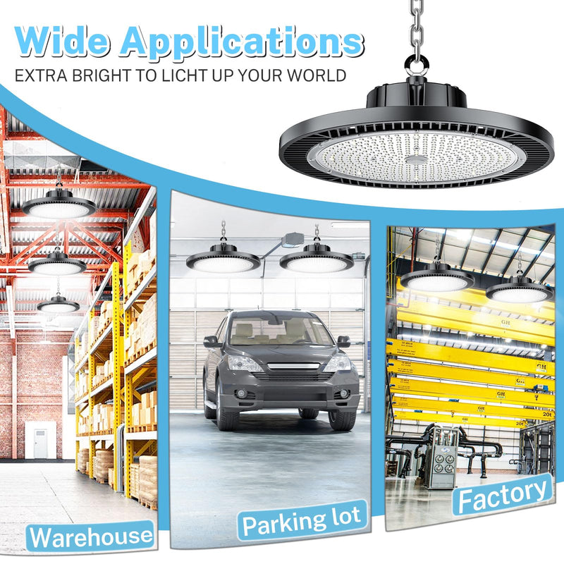 6 PACK UFO Led High Bay Light 150W High Brightness 5000K US Plug Workshop Garage Warehouse