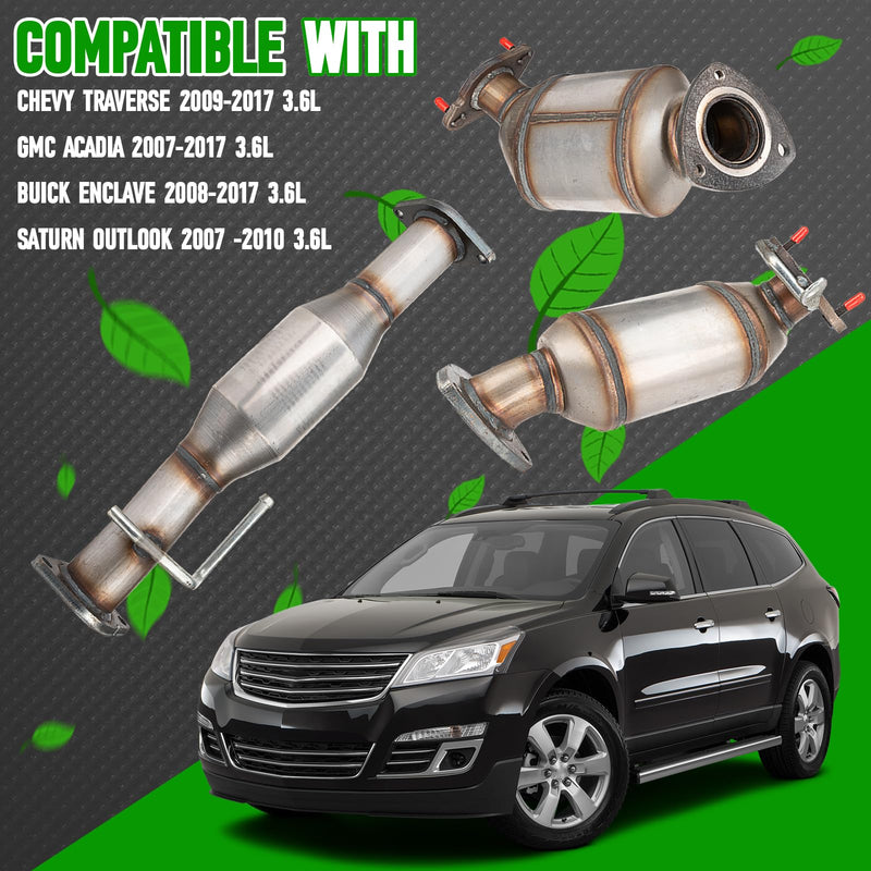 FOMIUZY High Flow Front Catalytic Converter Kit Direct-Fit Chevy Traverse 2009 2010 2011 2012 2013 2014 2015 2016 2017 GMC Acadia 2007-2017 Buick Enclave 2008-2017 Saturn Outlook 2007-2010 3.6L - Like New