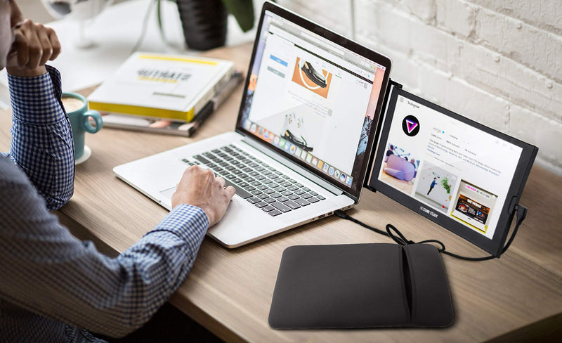SideTrak Slide Portable Monitor 12.5" Screen with Carrying Case - Attaches to Your Laptop for Easy Travel - Efficient USB Power - Fits Mac and PC 13"-17" Laptops - Full HD IPS Display (Patent Pending)