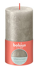 Bolsius Shimmer Silver Rustic Pillar Candle 19cm – 85-Hour Burn, Vegan Wax