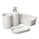 Superio Ribbed Bathroom Accessory Set 4 Pack - White