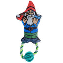 Pronk! Garden Gnome Bird-Holding Squeaky Rope Dog Toy, Pet Supply for Dogs