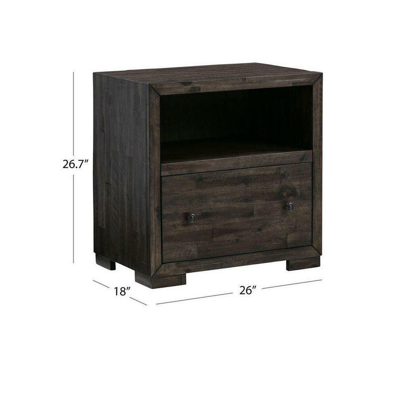 Abbyson solid wood nightsand dark brown/grey bedside table