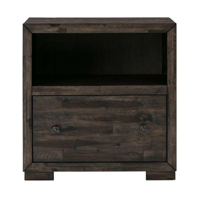 Abbyson solid wood nightsand dark brown/grey bedside table