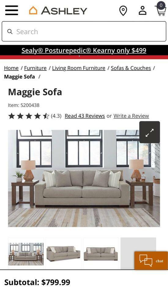Maggie Sofa 96 inch wide couch sofa gray Signature Design by Ashley