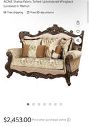 Shalisa Fabric Tufted Upholstered Wingback Loveseat in Walnut