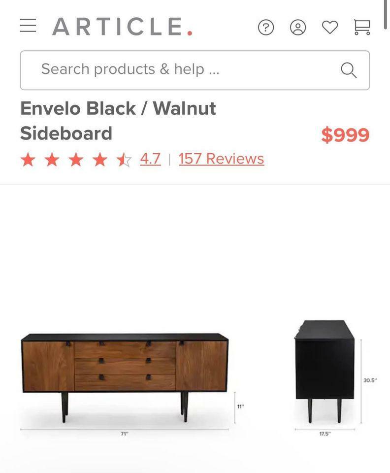 Article Envelo Black / Walnut Sideboard loving room minimal media stand