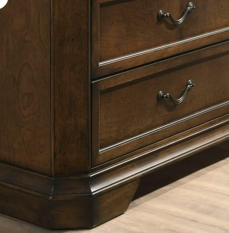 Maderne Traditional Wood 5-Drawer Chest, Antique Walnut Finish