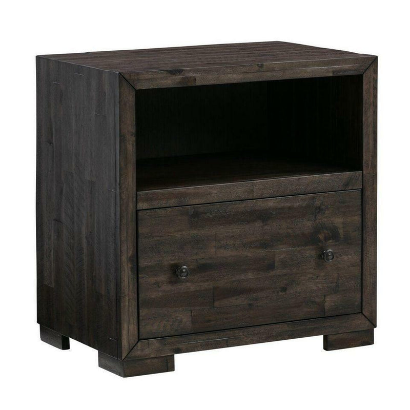 Abbyson solid wood nightsand dark brown/grey bedside table
