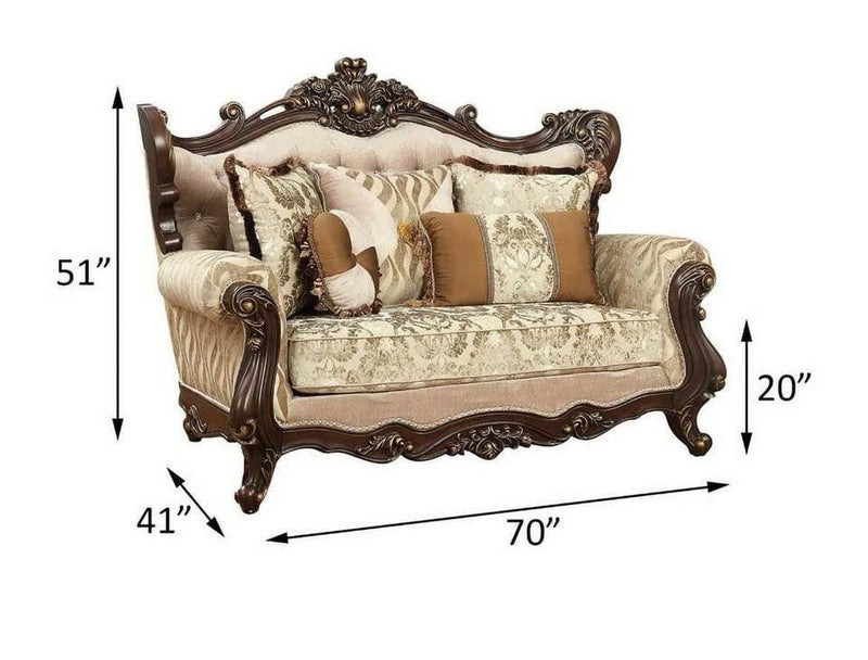 Shalisa Fabric Tufted Upholstered Wingback Loveseat in Walnut