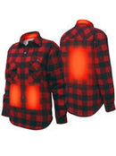SAILWIND Men's Battery Heated Sherpa Wool Shirt Long Sleeve Red Plaid Top (L) - Like New
