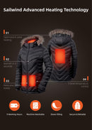 Sailwind Women's Heated Down Jacket with Battery Pack,3-Level Temperature Control Detachable Hood Heated Jacket For Women (Black,M) - Like New