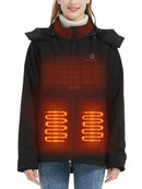 SAILWIND Women's Soft Shell Heated Jacket with Detachable Hood and Battery Pack Black Coat (Black,XL) - Like New