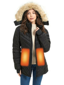 Sailwind Women's Heated Down Jacket with Battery Pack,3-Level Temperature Control Detachable Hood Heated Jacket For Women (Black,M) - Like New