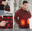 SAILWIND Men's Battery Heated Sherpa Wool Shirt Long Sleeve Red Plaid Top (L) - Like New