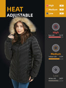 Sailwind Women's Heated Down Jacket with Battery Pack,3-Level Temperature Control Detachable Hood Heated Jacket For Women (Black,M) - Like New