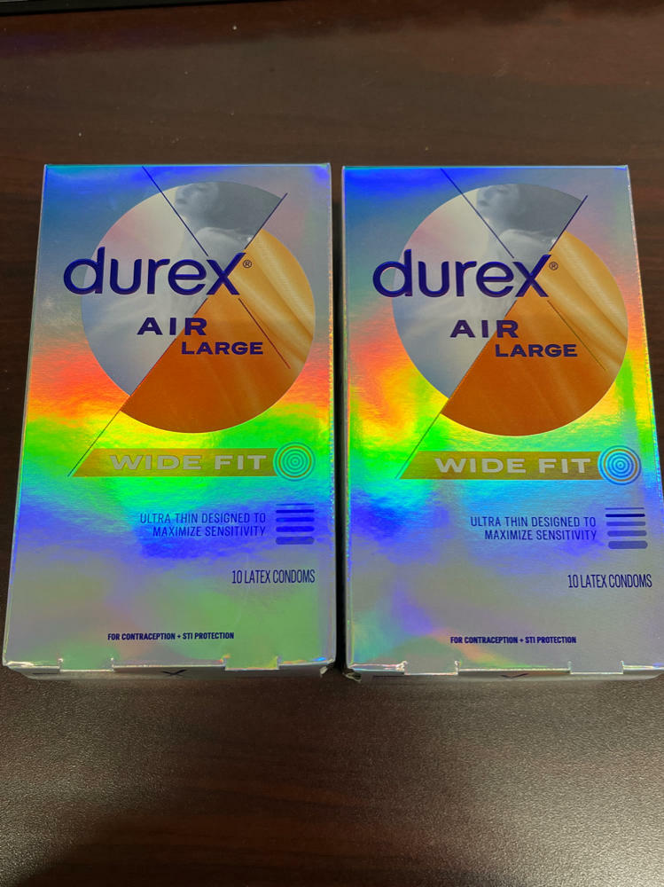 Durex Air Large Wide Fit Natural Rubber Latex Condoms 10 Ct - LOT OF 2 Boxes