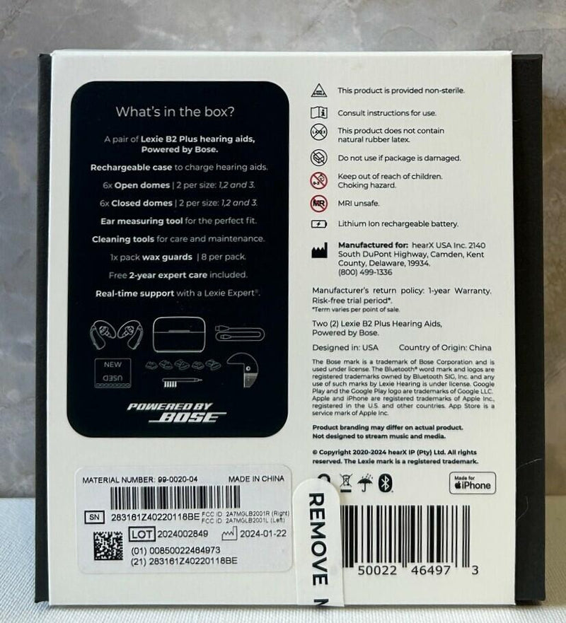 Lexie B2 Plus OTC Hearing Aids Powered by Bose, Rechargeable Self-Fitting