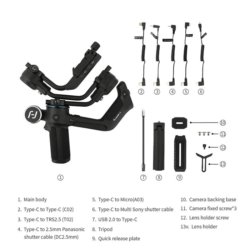 SCORP-C Gimbal Stabilizer for Cameras DSLR Mirrorless 3-Axis 5.5lbs Payload