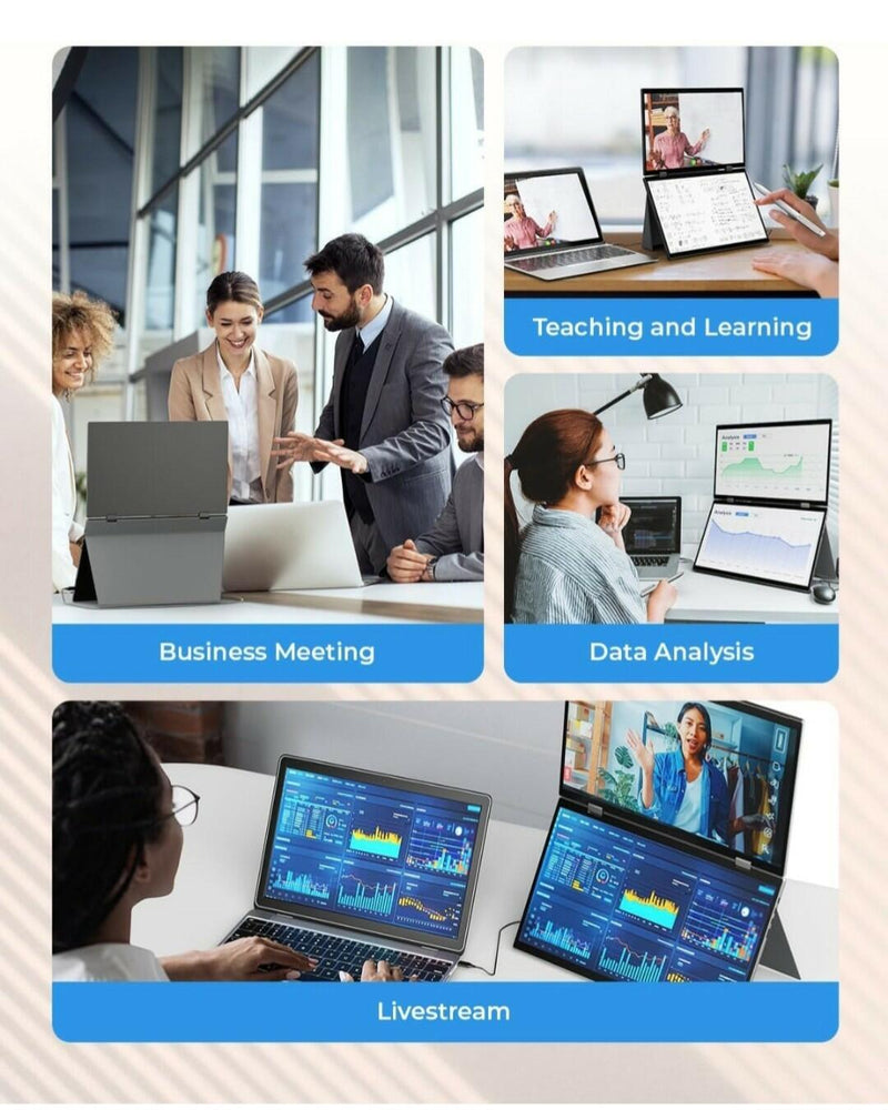 Portable Dual Monitors - 15.6” 2K Dual Screen Monitor for Laptop(Win/Linux),...